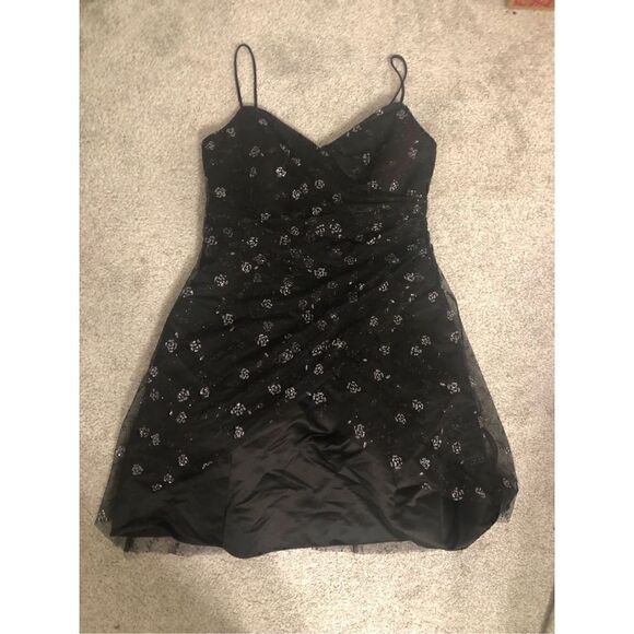 5/$25 SALE Onyx Nite Metallic Formal Prom Spaghetti Strap Mini Black Dress 14 - Picture 11 of 15